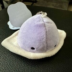 Livheart Japan Aquamie Marshmallow Plush Manta Ray Keychain, NWT